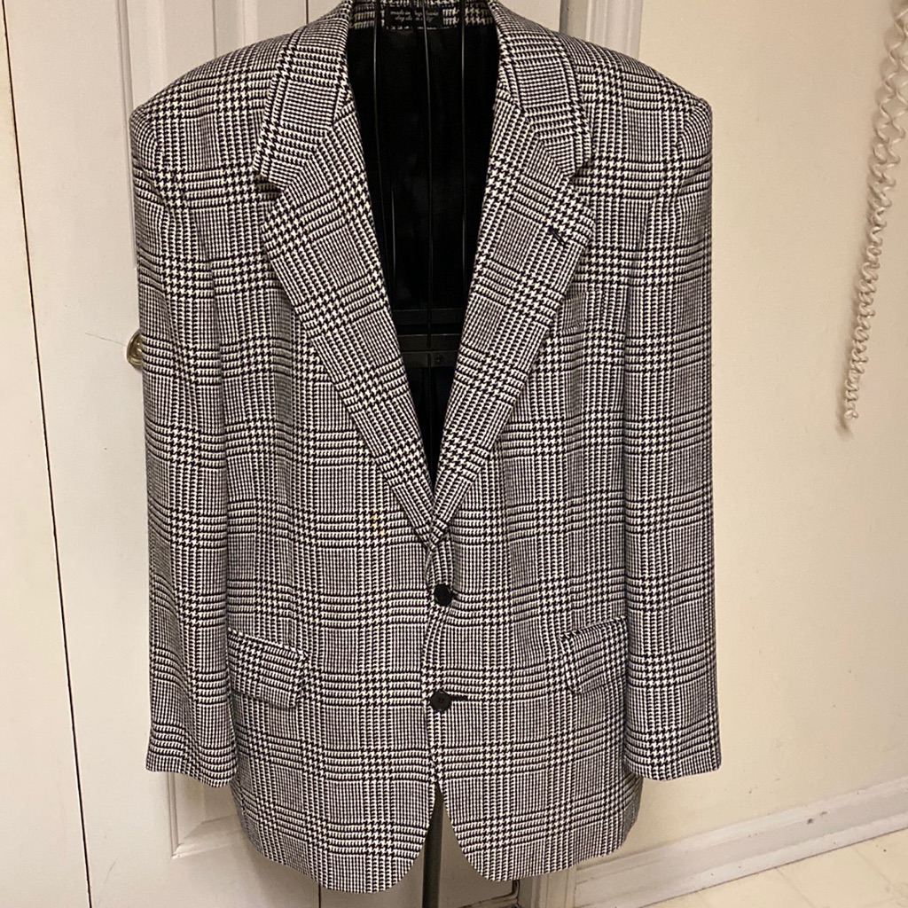 Mens Black White Jacket Size Medium